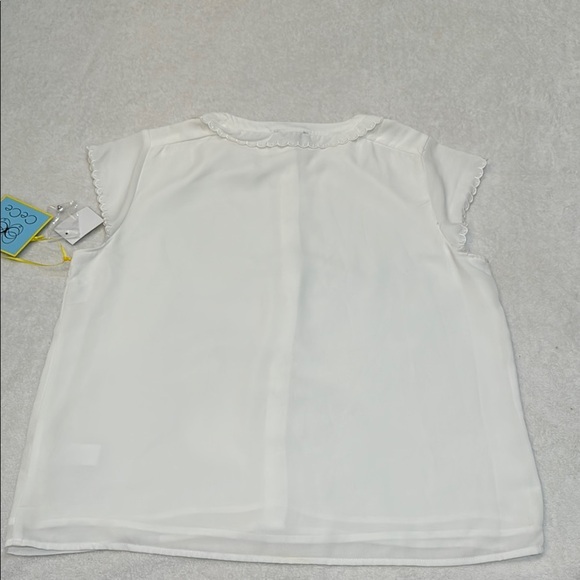NWT CeCe White Cap Sleeve Button Down Shirt with Peter Pan Collar size M - Picture 14 of 16